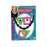 80's Neon Earrings and Necklace Costume Accessory Kit