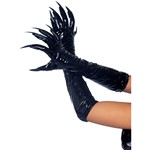 Black Vinyl Catwoman Cat Claw Gloves with Nails