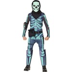 Child Fortnite Glow Skull Trooper Teen Halloween Costume