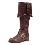 Mens Knee High Pirate Boots Brown Halloween Accessory