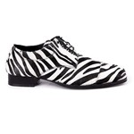 Mens Zebra Print 1" Heel Pimp Costume Shoes