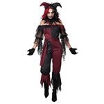 Womens Psycho Jester Clown Gothic Halloween Costume