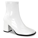 Womens White Patent Ankle Length Go Go Boots