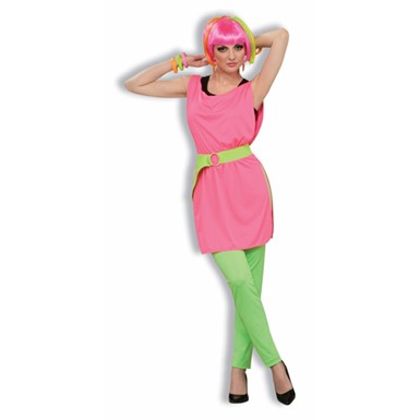 80's Neon Pink Tunic for Womens Halloween Costume