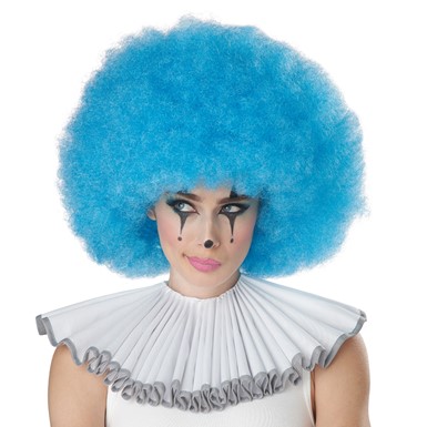 Adult Blue Jumbo Afro Wig for Clown Costume