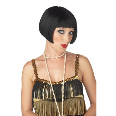 Adult Flirty Flapper Black Wig for Halloween Costume