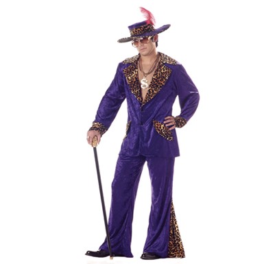Adult Mens Purple Pimp Cheetah Halloween Costume