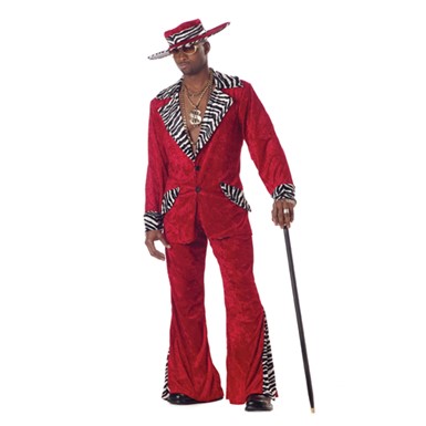 Adult Mens Red Pimp Zebra Halloween Costume