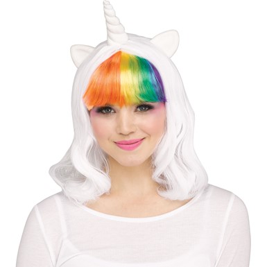 Adult Rainbow Unicorn Costume Wig