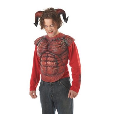 Adult Red Demon Horns w/ Teeth for Halloween Costume