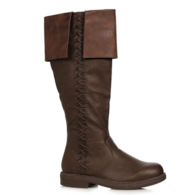 Bart Mens Brown Knee High Stitched Pirate Boots