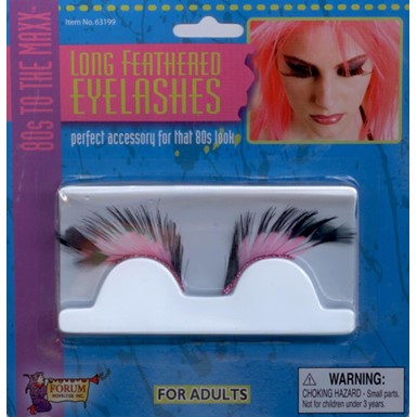 Black and Pink Long Eye Lashes 80's Costume Accessory