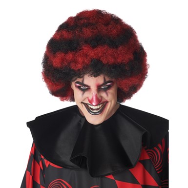 Black and Red Spiral Clown Afro Wig