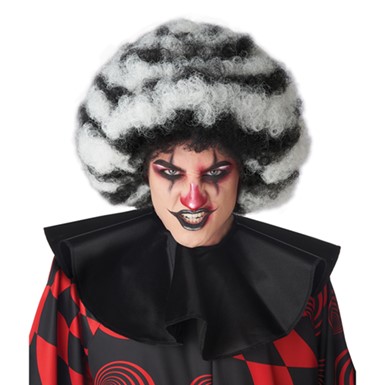 Black and White Spiral Clown Afro Wig