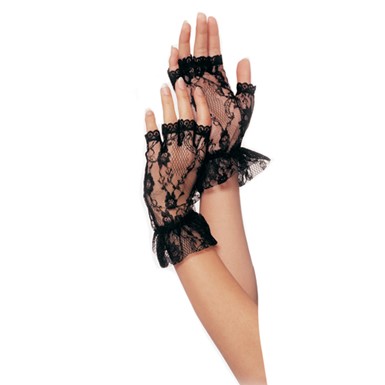 Black Lace Fingerless Wrist Gloves for Costume