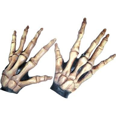Bone-Colored Large Skeleton Hands Adult Costume Accessory
