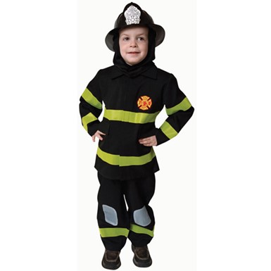 Boys Deluxe Black Fire Fighter Halloween Costume