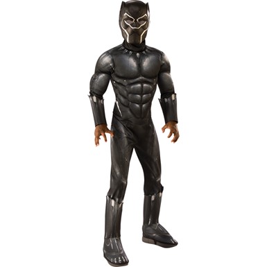 Boys Muscle Chest Deluxe Black Panther Movie Costume