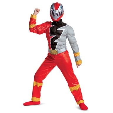 Boys Red Ranger Dino Fury Muscle Power Ranger Costume