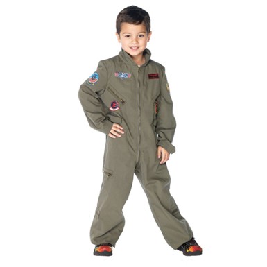 Boys Top Gun Pilot Jumpsuit Child Halloween Costume