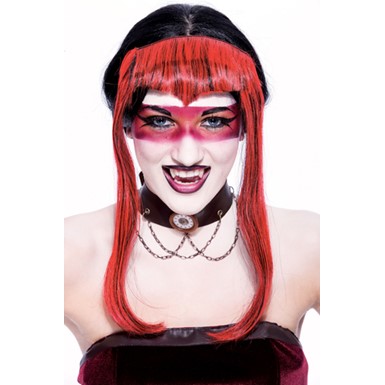 Chelsea Widow's Peak Womens Red Halloween Wig