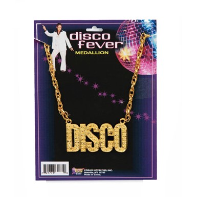 Disco 70's Necklace Gold Medallion Costume Accessory