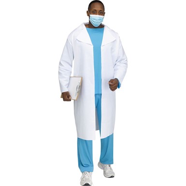 Doctor Scrubs with Lab Coat Adult Halloween Costume
