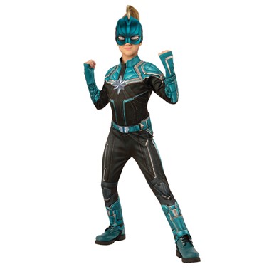 Girls Captain Marvel Kree Suit Deluxe Superhero Costume