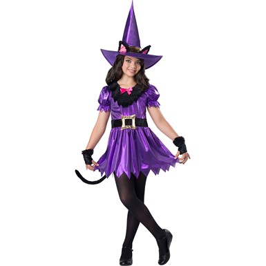 Girls Kitty Kat Witch Halloween Costume