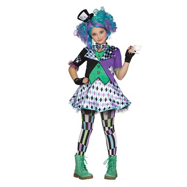 Girls Mad Hatter Purple Teen Halloween Costume
