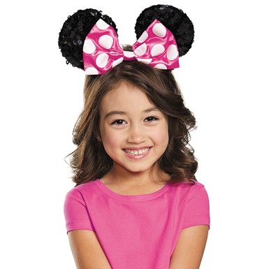 Girls Pink Minnie Mouse Sequin Ears