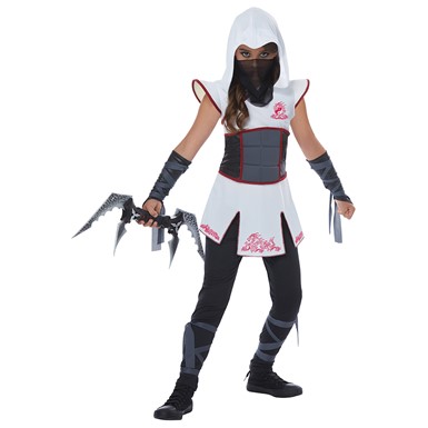 Girls White Fearless Ninja Halloween Costume