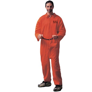 Jailbird Orange Jumpsuit Adult Mens Halloween Costume