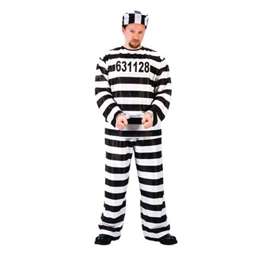 Jailbird Prisoner Convict Adult Mens Halloween Costume