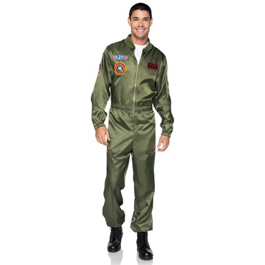 Mens Top Gun Parachute Flight Suit Halloween Costume