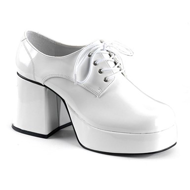 Mens White Jazz Platform 3 ½" Heel Disco Shoes