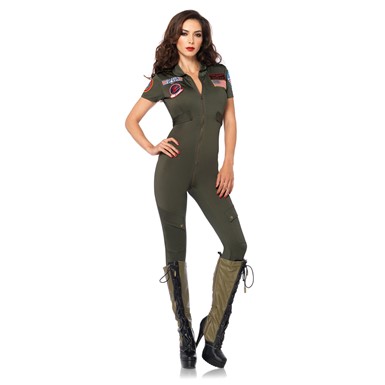 Sexy Top Gun Flight Suit Adult Womens Costume