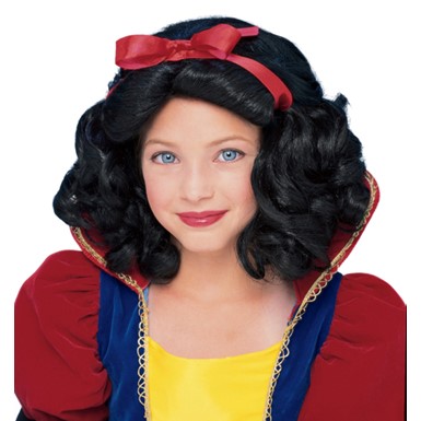 Snow White Black Wig with Ribbon for Halloween Costume