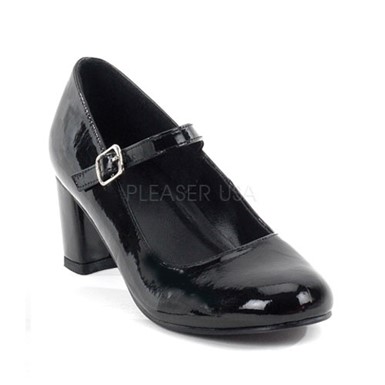 Womens Halloween School Girl Black Patent Shoes