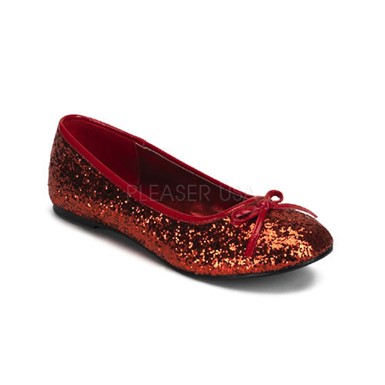 Womens Halloween Star Red Glitter Flat Shoes