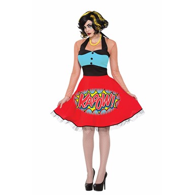 Womens Pop Art Kapow Dress Costume Standard Size 6-14
