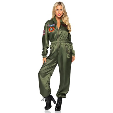 Womens Top Gun Parachute Flight Suit Halloween Costume