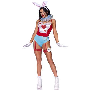 Womens White Rabbit Alice in Wonderland Sexy Costume